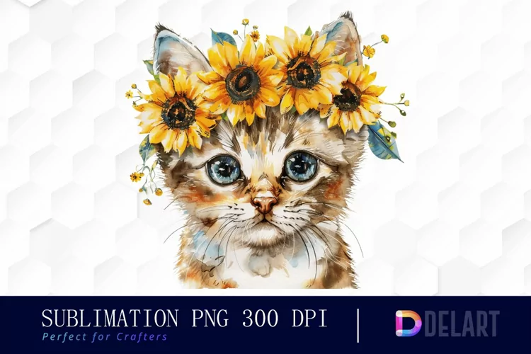 Kitten Sunflower Graphics Clipart