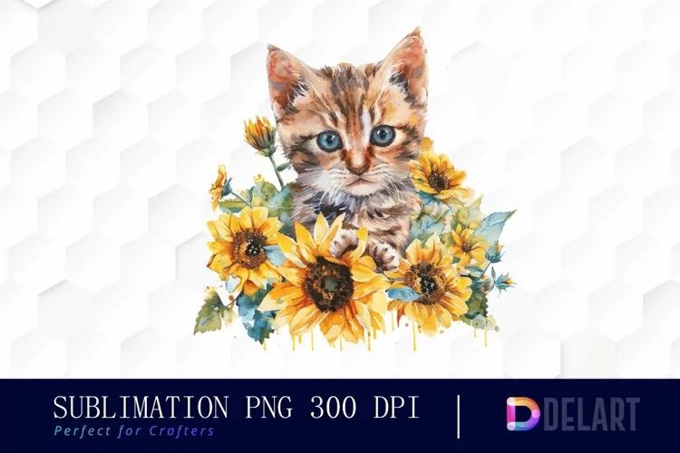 Kitten Sunflower Graphics Clipart