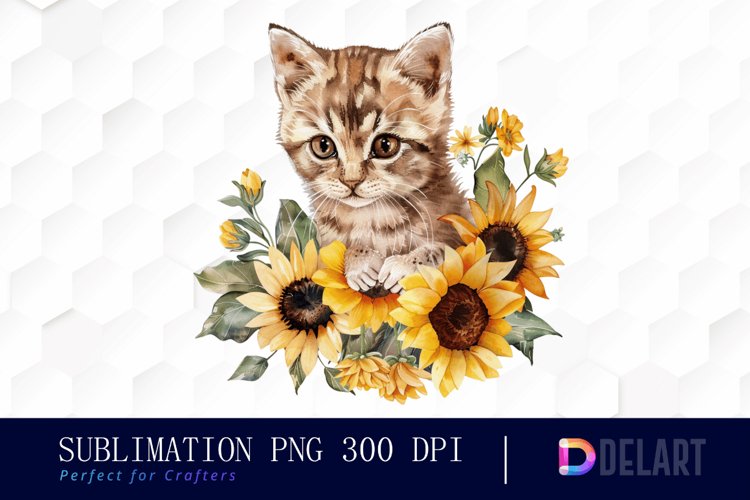 Kitten Sunflower Graphics Clipart