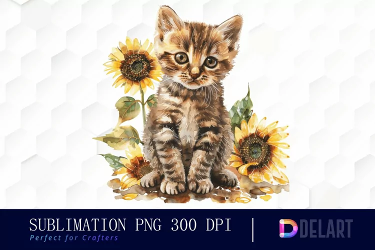 Kitten Sunflower PNG Clipart