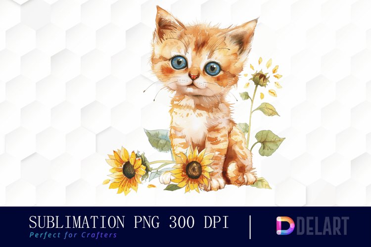 Kitten Sunflower Graphics Clipart