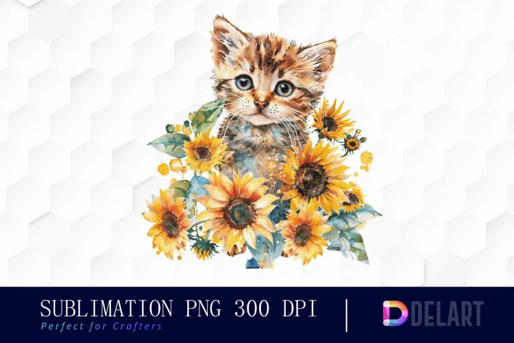 Kitten Sunflower Graphics Clipart
