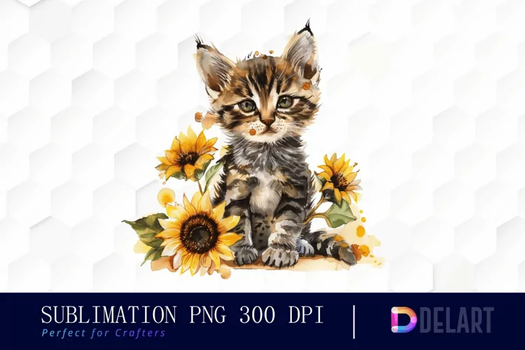 Kitten Sunflower PNG Clipart