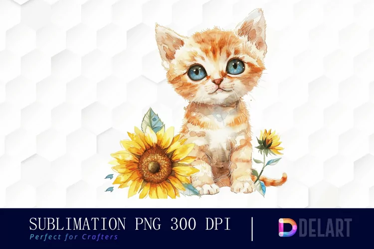 Kitten Sunflower Graphics Clipart