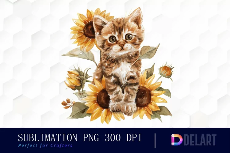 Kitten Sunflower PNG Clipart