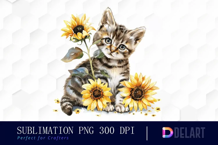 Kitten Sunflower PNG Clipart