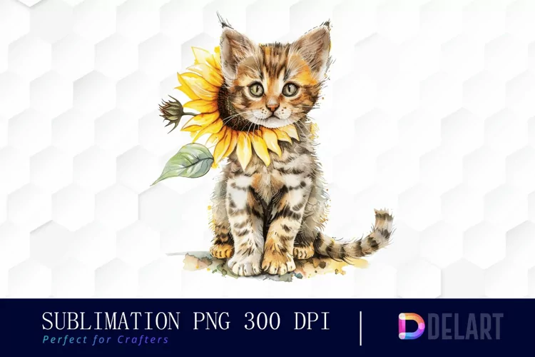 Kitten Sunflower Graphics Clipart