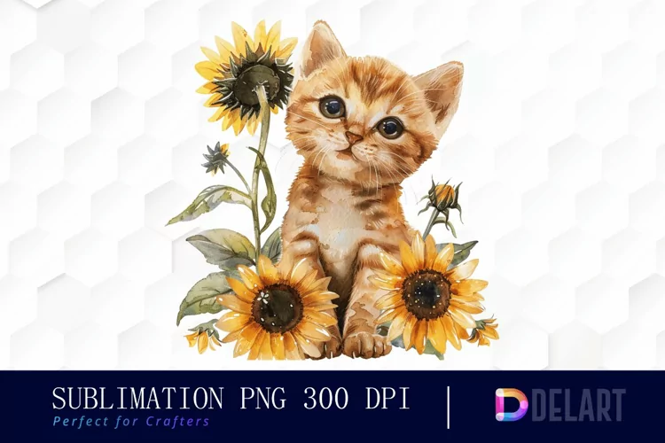 Kitten Sunflower PNG Clipart