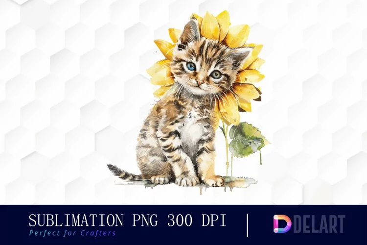Kitten Sunflower Graphics Clipart