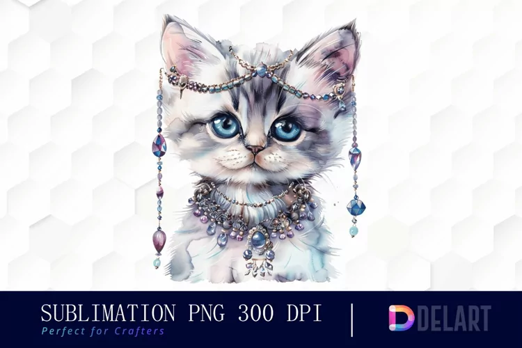 Kitten With Jewellery Sublimation PNG Clipart