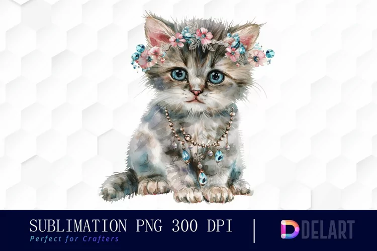 Kitten With Jewellery Sublimation PNG Clipart
