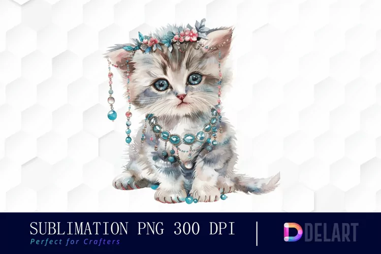 Kitten With Jewellery Sublimation PNG Clipart