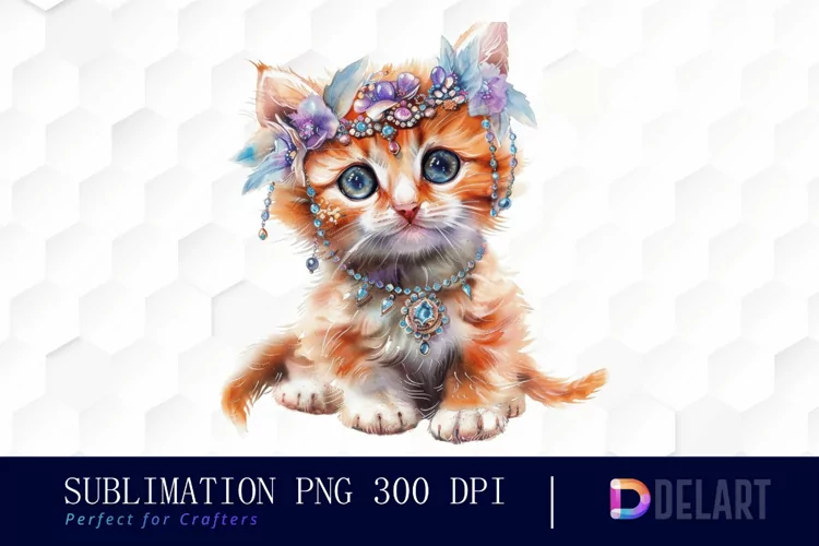 Kitten With Jewellery Sublimation PNG Clipart