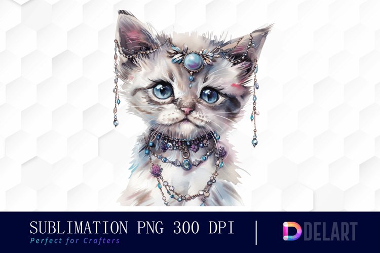 Kitten With Jewellery Illustration Clipart