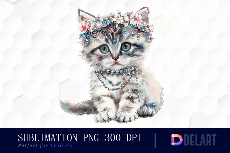 Kitten With Jewellery Sublimation PNG Clipart