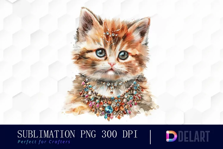 Kitten With Jewellery Sublimation PNG Clipart