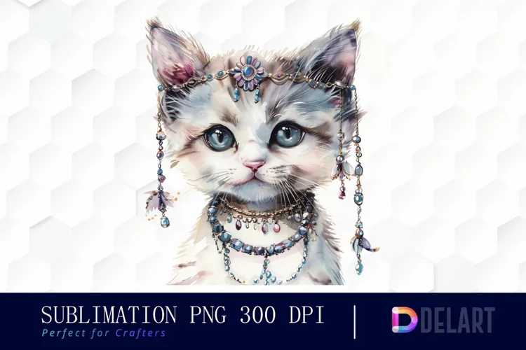 Kitten With Jewellery Sublimation PNG Clipart