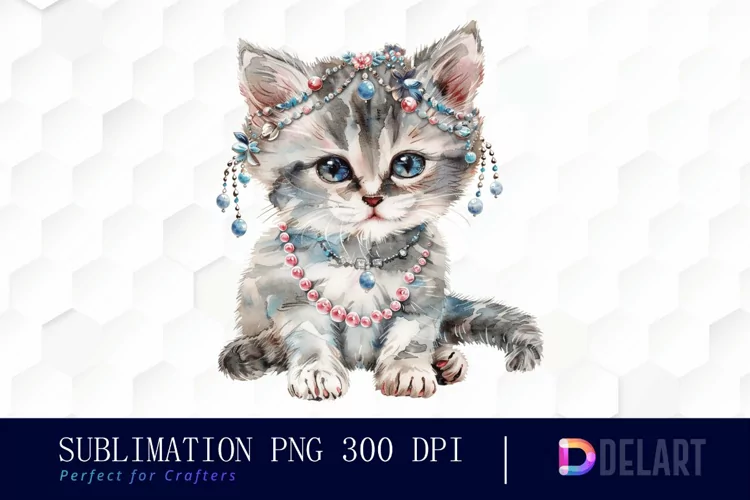 Kitten With Jewellery Sublimation PNG Clipart