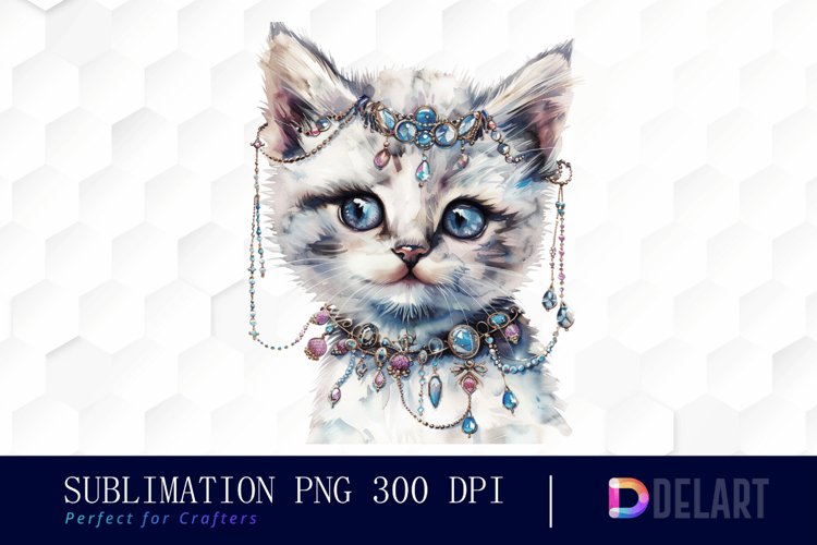 Kitten With Jewellery Watercolor Clipart