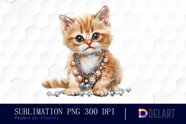 Kitten With Jewellery Sublimation PNG Clipart