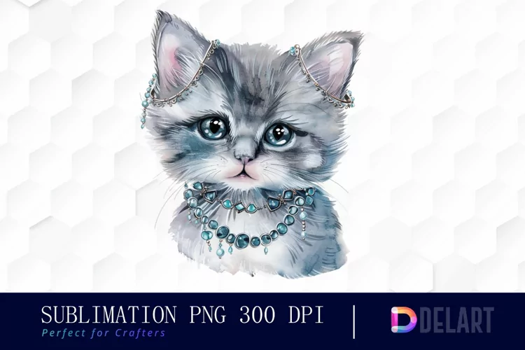 Kitten With Jewellery Sublimation PNG Clipart