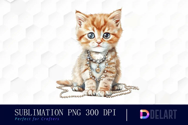 Kitten With Jewellery Sublimation PNG Clipart