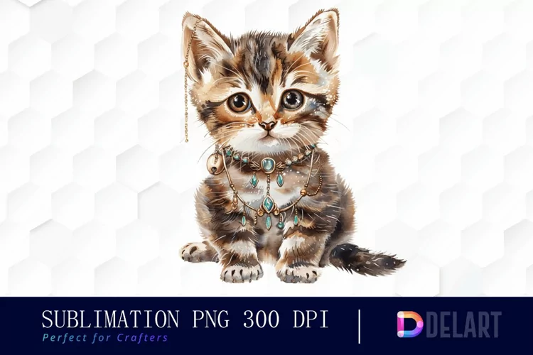 Kitten With Jewellery Sublimation PNG Clipart