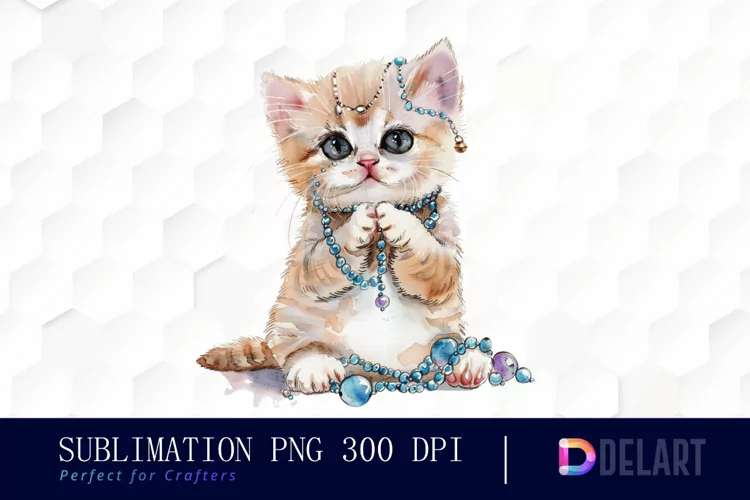 Kitten With Jewellery Sublimation PNG Clipart