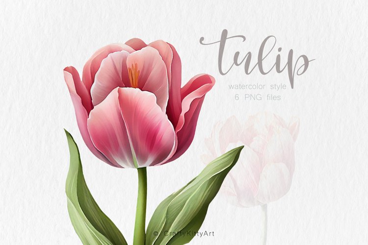 Tulips Watercolor PNG clipart, Watercolor sublimations example image 1