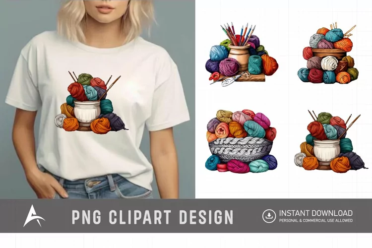 Watercolor Knitting Clipart , Hand Painted Knitting Graphics