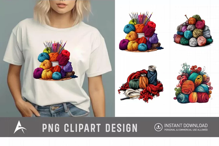 Watercolor Knitting Clipart , Hand Painted Knitting Graphics