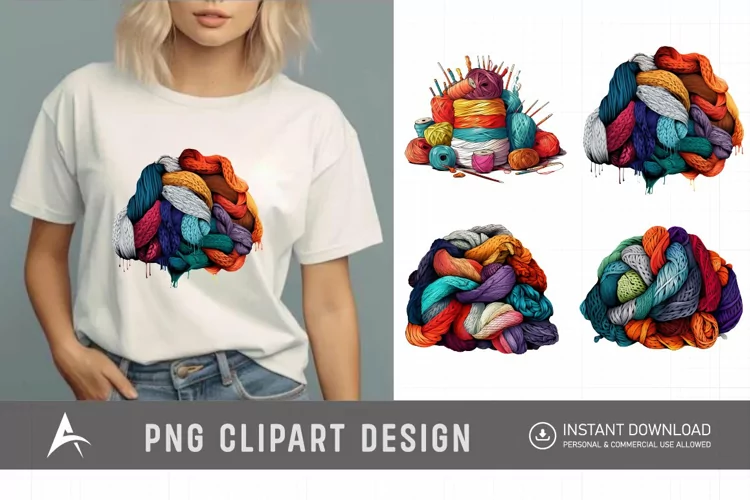 Watercolor Knitting Clipart , Hand Painted Knitting Graphics