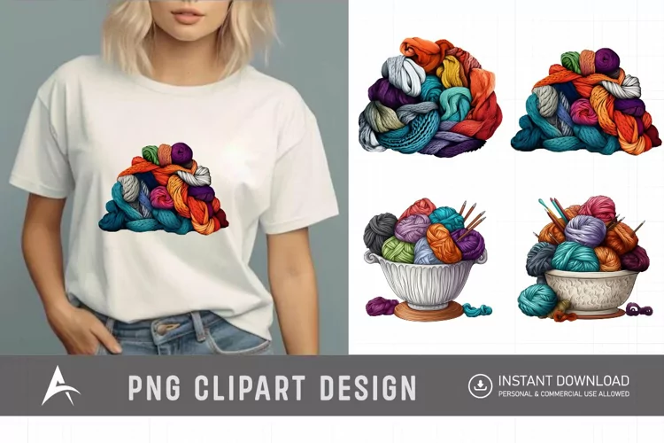 Watercolor Knitting Clipart , Hand Painted Knitting Graphics