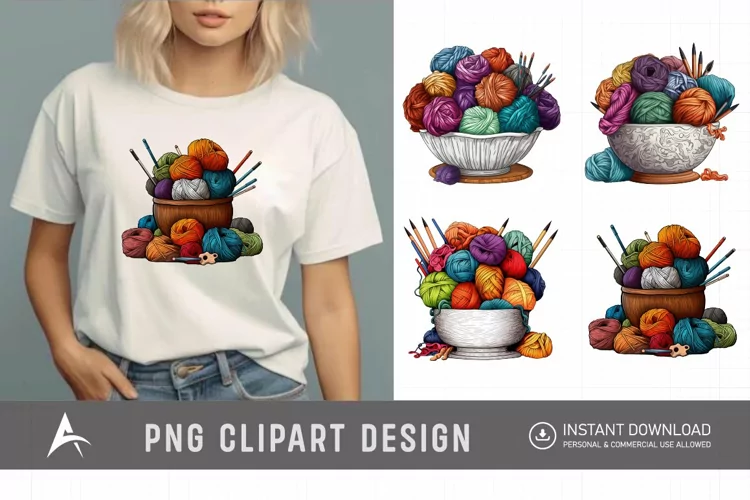 Watercolor Knitting Clipart , Hand Painted Knitting Graphics