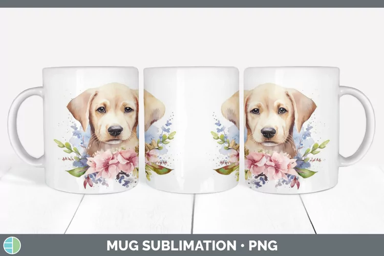 Watercolor Labrador Retriever Dog Mug Wrap | Sublimation Cof