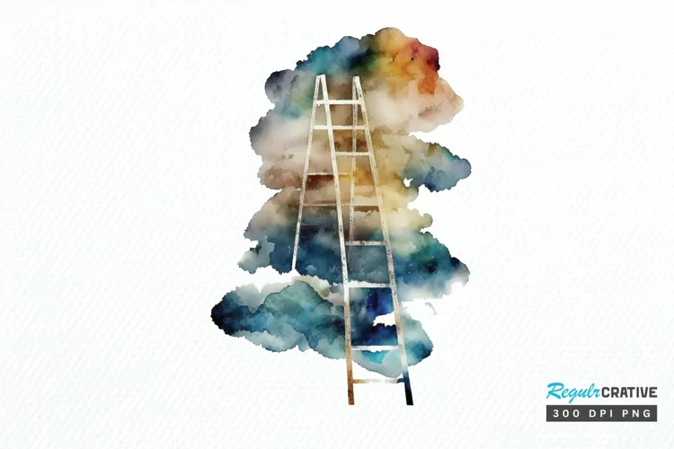 Watercolor Ladder Clouds PNG Clipart