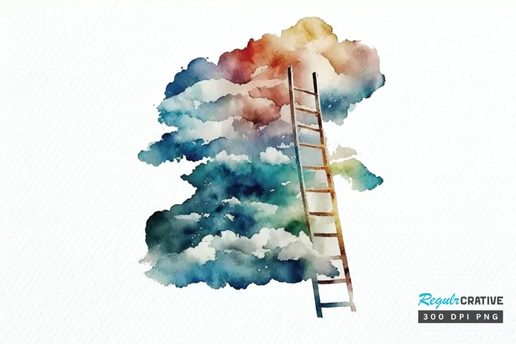 Watercolor Ladder Clouds PNG Clipart