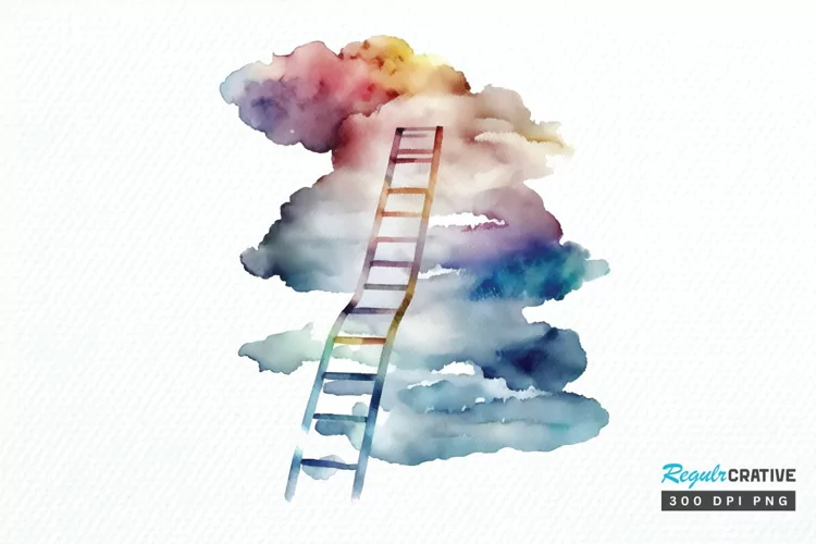 Watercolor Ladder Clouds PNG Clipart