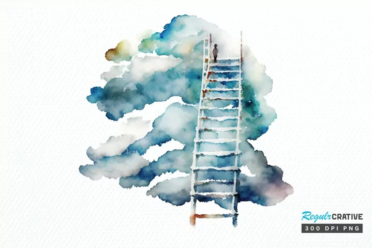 Watercolor Ladder Clouds PNG Clipart