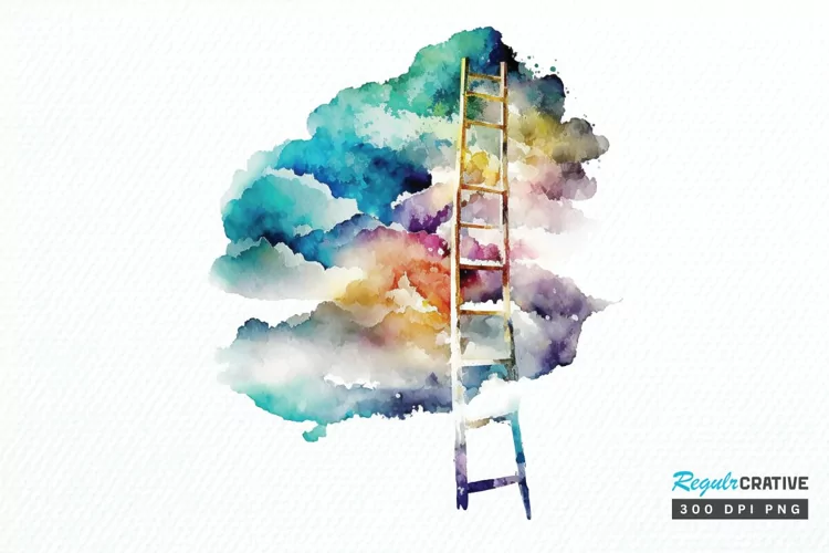 Watercolor Ladder Clouds PNG Clipart