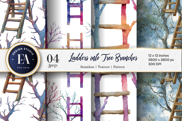 Ladders Transforming into Tree Branches Digital Paper
