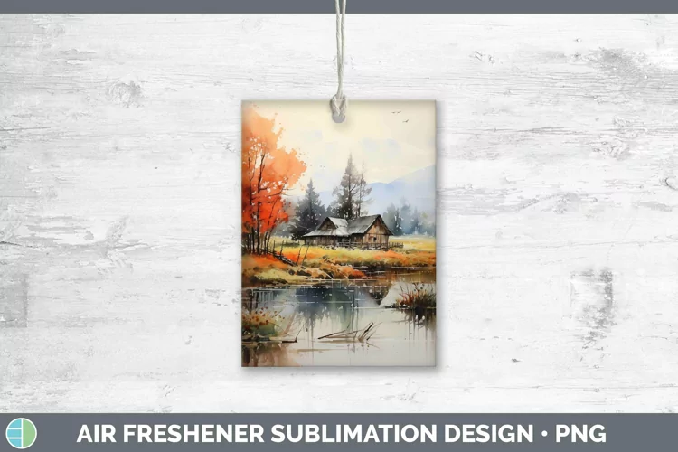 Watercolor Landscape Air Freshener Sublimation Car Freshener