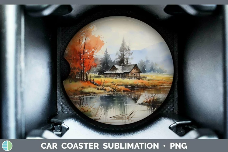 Watercolor Landscape Car Coaster Sublimation Coaster Designs