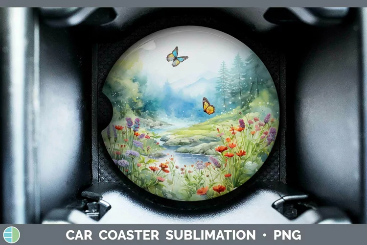 Watercolor Landscape Car Coaster Sublimation Coaster Designs