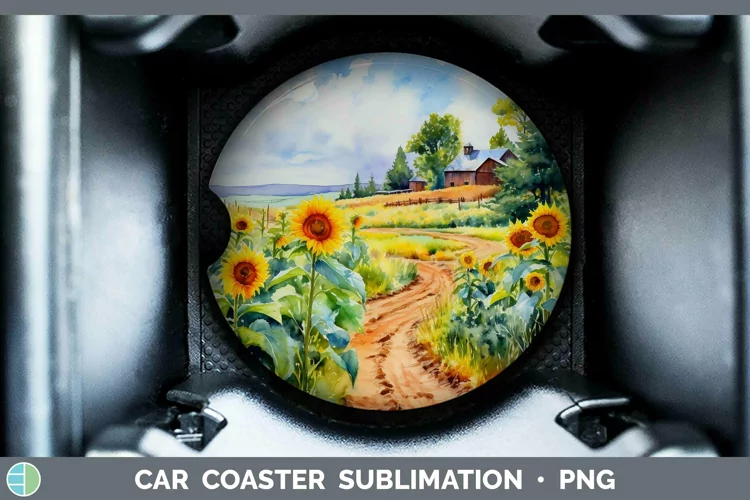 Watercolor Landscape Car Coaster Sublimation Coaster Designs