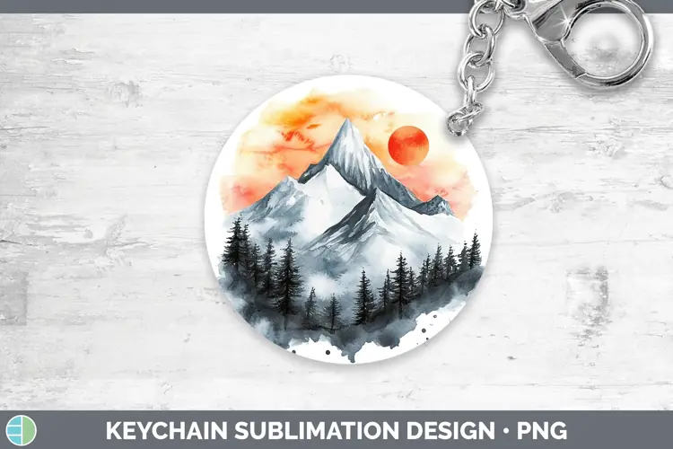 Watercolor Landscape Keychain Sublimation Keyring Designs