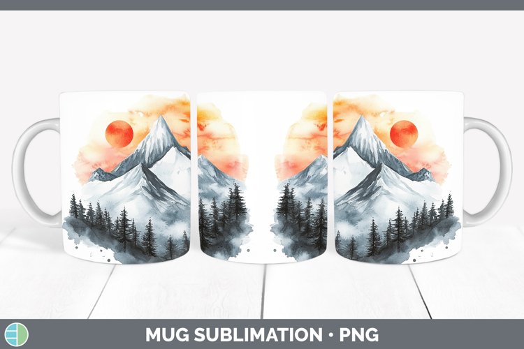 Watercolor Landscape Mug Wrap Sublimation Coffee Cup Designs