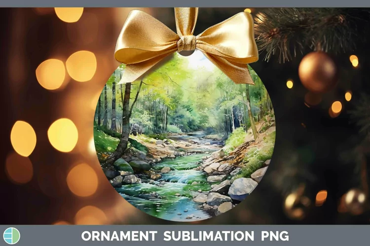 Watercolor Landscape Ornament Sublimation Bauble Designs