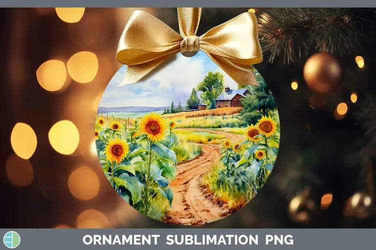 Watercolor Landscape Ornament Sublimation Bauble Designs