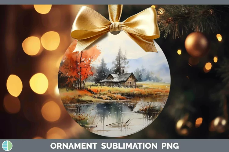 Watercolor Landscape Ornament Sublimation Bauble Designs